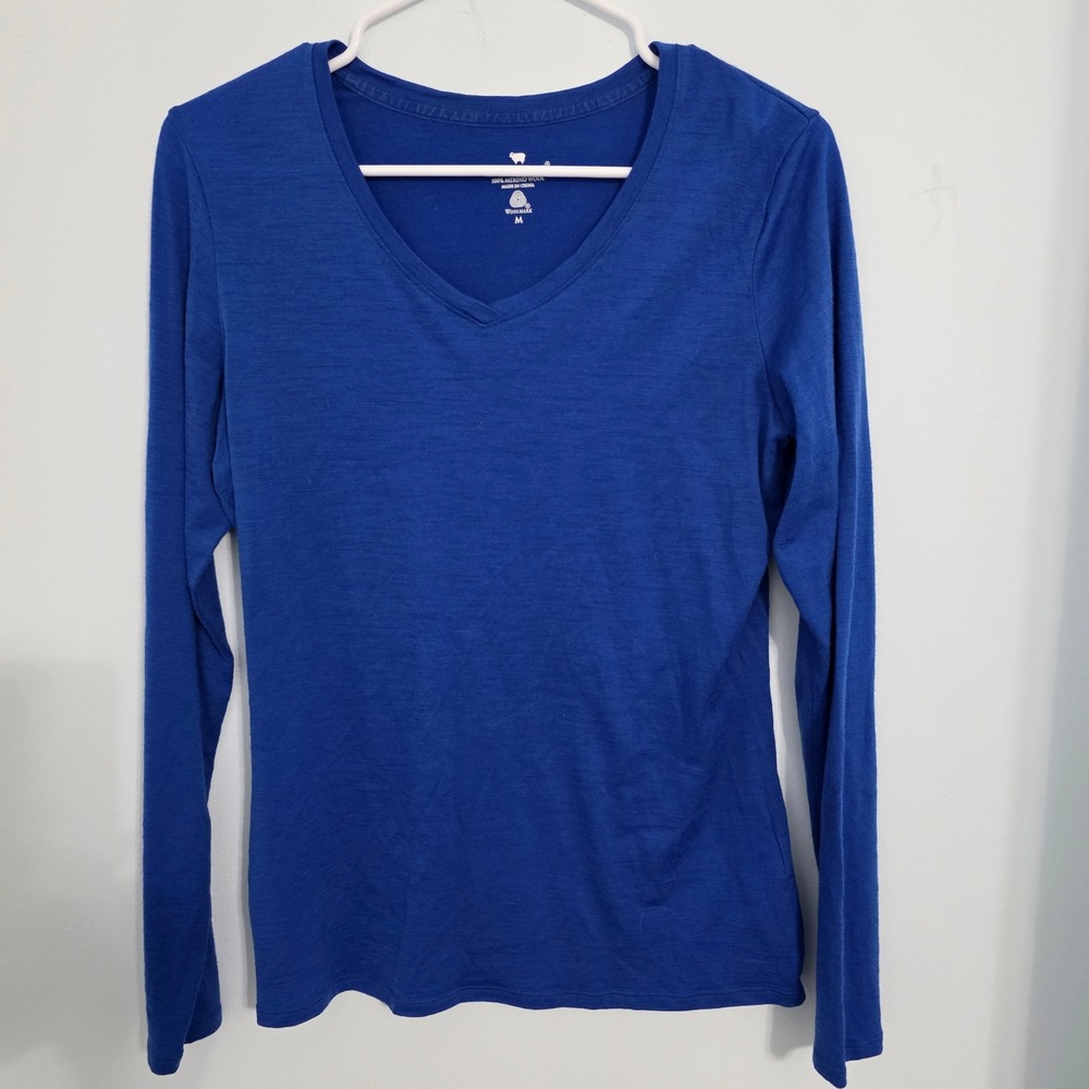 Segments Royal Blue 100% Merino Wool V-Neck Long Sleeve Base Layer Top Womens M